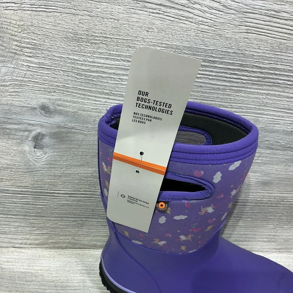 BOGS Girls Grasp Pegasus Size 6 Classic Waterproof Snow Boot Purple Unicorn NEW